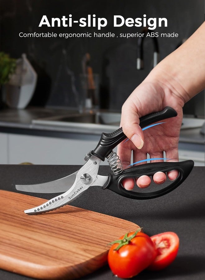SimCoker Poultry Shears, Heavy Duty Kitchen Shears With Anti-Slip Handle & Safety Lock, Poultry Scissors for Meat, Chicken, Bone,Turkey, Fish, Spring Loaded, Dishwasher Safe - Image 4