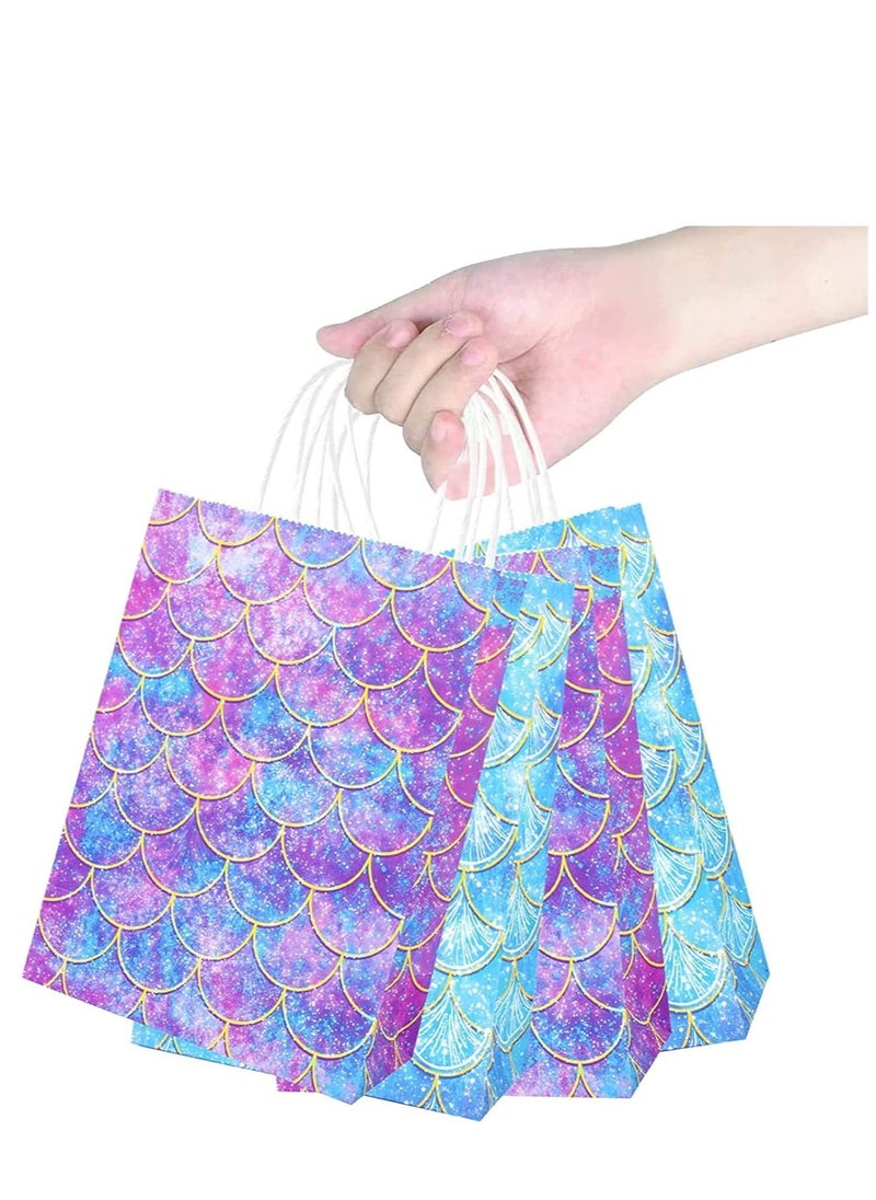 Soofam 12 Pack Mermaid Party Favor Bags With Colorful Party Paper Gift Bags for Mermaid Under the Sea Theme Baby Shower Paper Gift Bags Kraft Paper Bags Party Favor Bags with Handles for Kids Birthday Baby Shower Crafts Wedding Party Supplies (12 Pcs Mermaid Party Favor Bags)  - Image 4