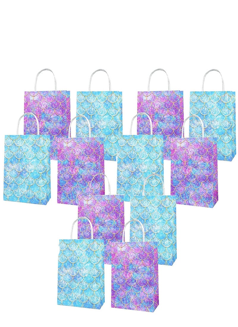 Soofam 12 Pack Mermaid Party Favor Bags With Colorful Party Paper Gift Bags for Mermaid Under the Sea Theme Baby Shower Paper Gift Bags Kraft Paper Bags Party Favor Bags with Handles for Kids Birthday Baby Shower Crafts Wedding Party Supplies (12 Pcs Mermaid Party Favor Bags)  - Image 2