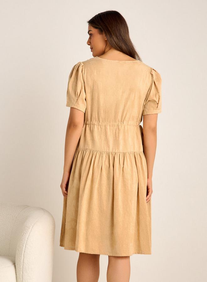 سبلاش فيڤ فستان حمل مريح بياقة على شكل حرف - Image 3