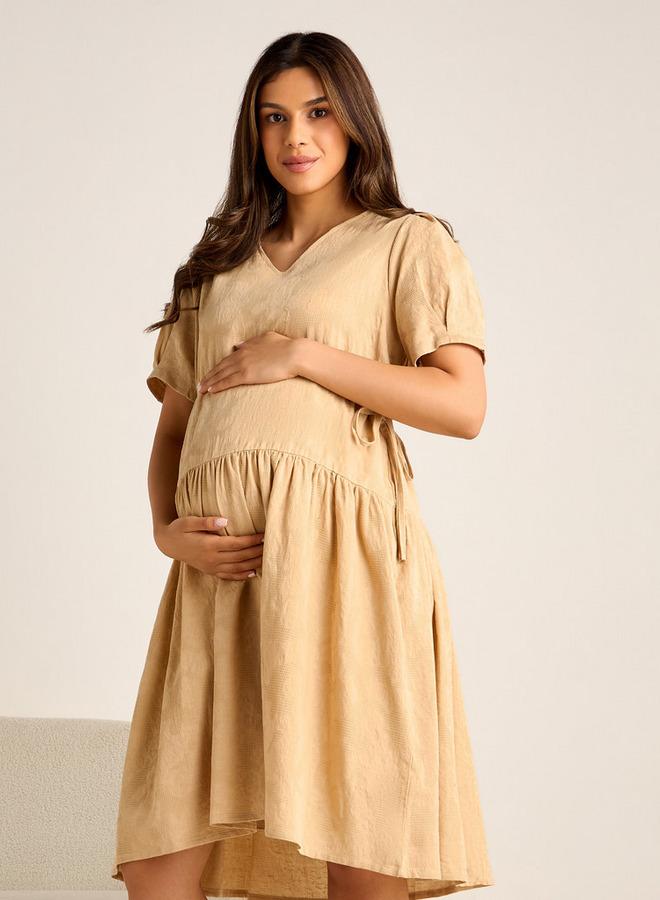 سبلاش فيڤ فستان حمل مريح بياقة على شكل حرف - Image 1