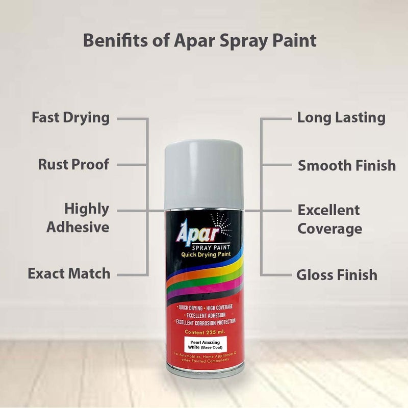 APAR Automotive Spray Paint Pearl Amazing White (RC Colour Name)+ PC Compatible for Honda Activa -225 ml (Pack of 2-Pcs) - Image 5
