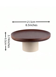 Generic Acacia Wood Tray with Ceramic Base - Dual Layer Snack Plate, Cake Stand, Fruit Bowl - Food-Safe, Durable Serving Platter  - Image 4