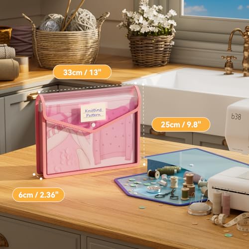 ABC life 6 Pack Plastic Expanding File Folder, Transparent Envelopes with Snap Closure, No Dividers, Large Capacity, Assorted Colors, Large Capacity, Fit Letter/A4 Size - Mutilcolor 03 - Image 5