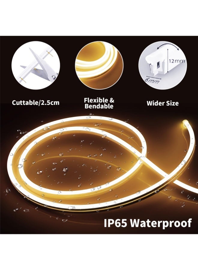 Home Decor Led 12V Warm White LED Strip Lights,Flexible Silicone Neon Rope Light, Waterproof, Cuttable, Dimmable & Linkable, for Cabinet, Ceiling, Wall, Bedroom, Kitchen, Garage - Image 2
