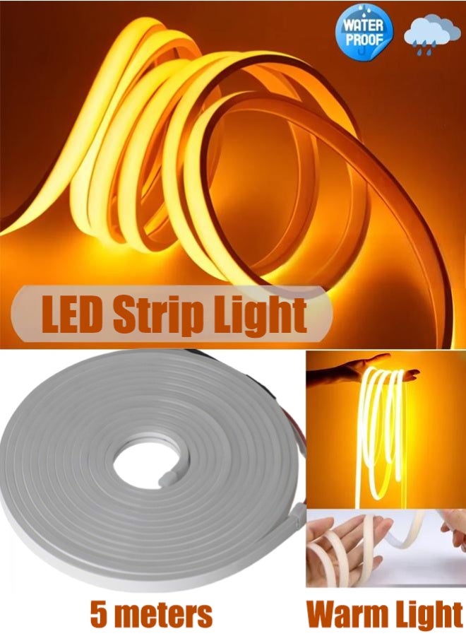 Home Decor Led 12V Warm White LED Strip Lights,Flexible Silicone Neon Rope Light, Waterproof, Cuttable, Dimmable & Linkable, for Cabinet, Ceiling, Wall, Bedroom, Kitchen, Garage - Image 1