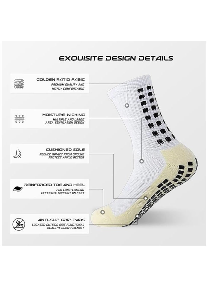 LIMOS 4 Pair Men's Soccer Socks Anti Slip Non Slip Grip Pads for Football Basketball Sports Grip Socks  - Image 2