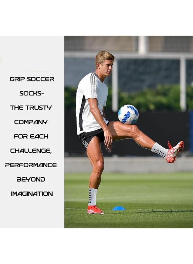 LIMOS 4 Pair Men's Soccer Socks Anti Slip Non Slip Grip Pads for Football Basketball Sports Grip Socks  - Image 3