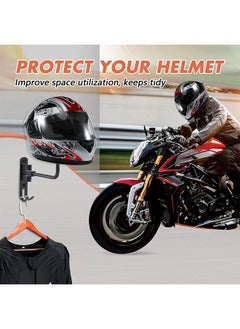 Sharpdo 2-pcs Set Motorcycle Helmet Rack, Helmet Wall Mount Holder, 180° Rotation with 2 Hooks for Motorcycle Bike Racing Coats Suit Caps Baseballs Rugby Helmets  - Image 5
