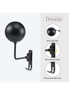 Sharpdo 2-pcs Set Motorcycle Helmet Rack, Helmet Wall Mount Holder, 180° Rotation with 2 Hooks for Motorcycle Bike Racing Coats Suit Caps Baseballs Rugby Helmets  - Image 2