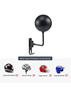 Sharpdo 2-pcs Set Motorcycle Helmet Rack, Helmet Wall Mount Holder, 180° Rotation with 2 Hooks for Motorcycle Bike Racing Coats Suit Caps Baseballs Rugby Helmets  - Image 3