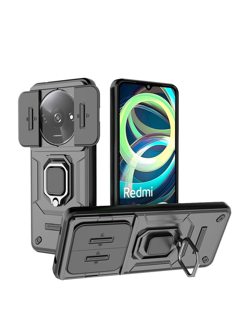 إكس ليفيل الدخن Redmi A3 حالة الهاتف المحمول [ الصف العسكري ] حماية ، مع عدسة حماية المغناطيسي قوس قوس حالة الهاتف المحمول ( أسود ، ينطبق على Redmi A3 ) - Image 1