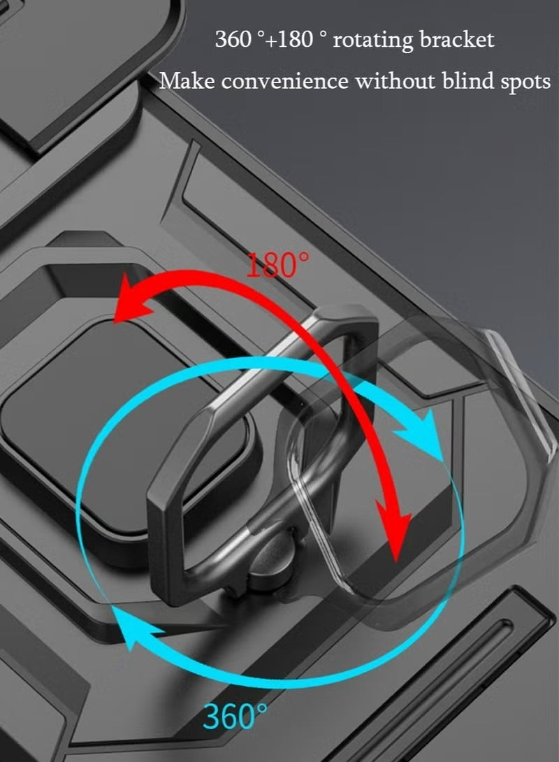 إكس ليفيل الدخن Redmi A3 حالة الهاتف المحمول [ الصف العسكري ] حماية ، مع عدسة حماية المغناطيسي قوس قوس حالة الهاتف المحمول ( أسود ، ينطبق على Redmi A3 ) - Image 2