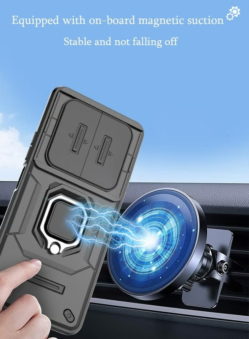 إكس ليفيل الدخن Redmi A3 حالة الهاتف المحمول [ الصف العسكري ] حماية ، مع عدسة حماية المغناطيسي قوس قوس حالة الهاتف المحمول ( أسود ، ينطبق على Redmi A3 ) - Image 3