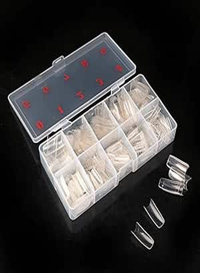 Clear Acrylic Fake Nail Tips - 500 Pieces, 10 Sizes
