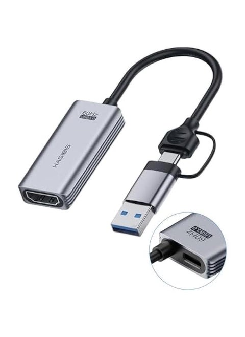 بطاقة التقاط الفيديو USB3.0 مع 100W PD HDMI إلى USB/USB C دقة 1080P HD 60fps للبث المباشر وتسجيل الفيديو والصوت للألعاب MS2130 لجهاز Quest 3 وSwitch وPS4/5 للبث المباشر والألعاب والبث (UHC07P)