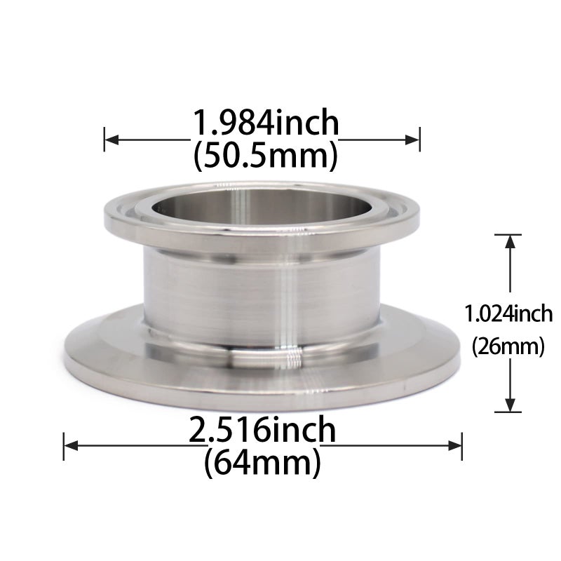 Qminox 2 Inch ? 1.5 Inch Sanitary Fitting End Cap Reducer Stainless Steel 304 Sanitary Concentric Reducer Tri Clamp Clover - Image 2