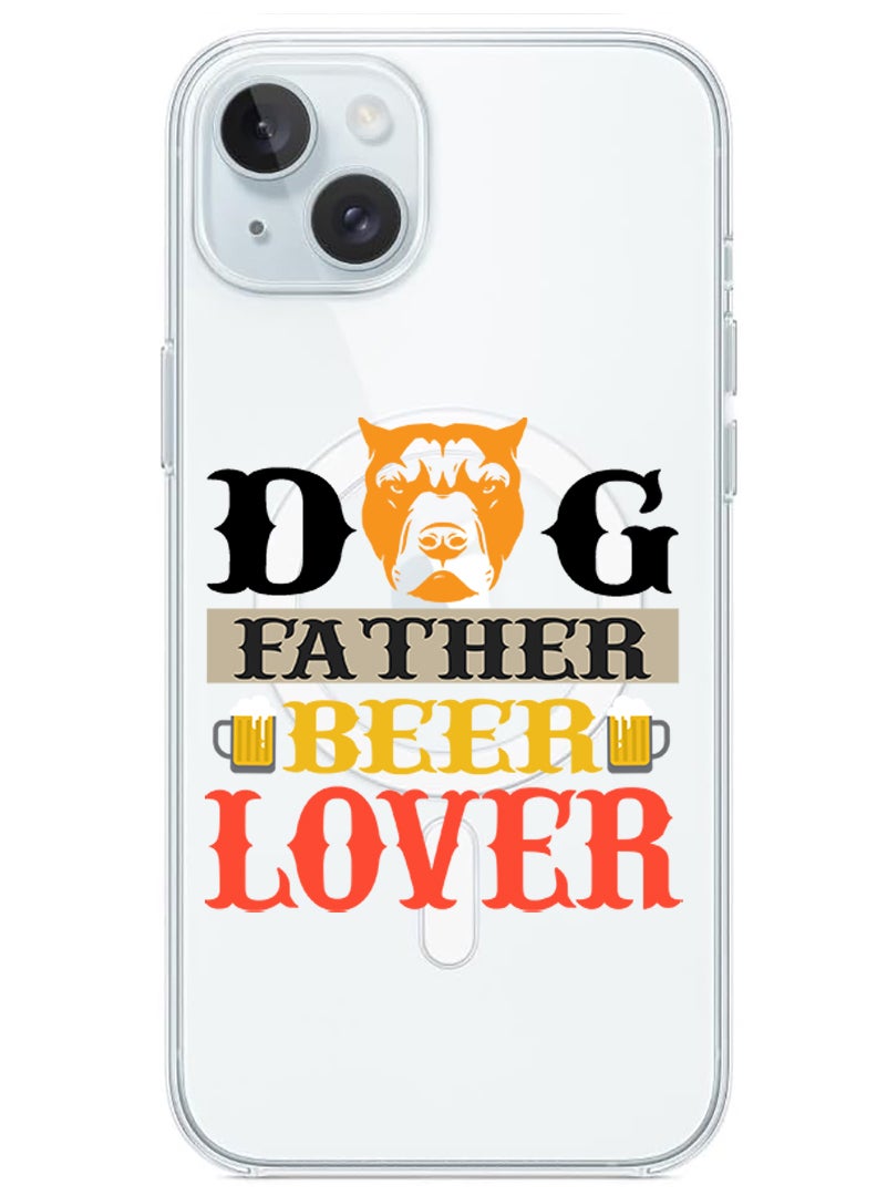 Theodor Magnetic Case for iPhone 15 6.1-inch Compatible with MagSafe Wireless Charging, Shockproof Phone Bumper Cover Dog father Beer Lover Black copy - Image 1