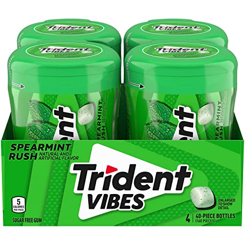 Trident ترايدنت فيبس سبيرمينت راش علكة خالية من السكر 4 زجاجات من 40 قطعة 160 قطعة إجمالية - Image 1