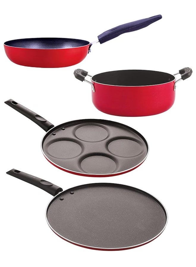 Nirlon Non Stick cookware Set of 4 Pieces Combo for Tadka Pan -Uttapam - Tawa - Casserole - Image 1