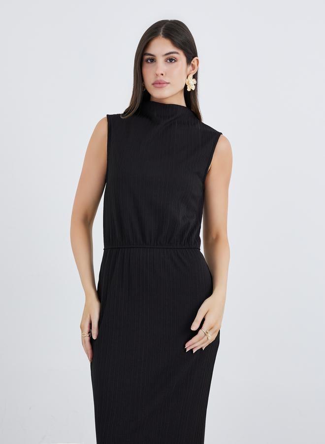 Styli Black Sleeveless Sheath Maxi Dress - Image 3