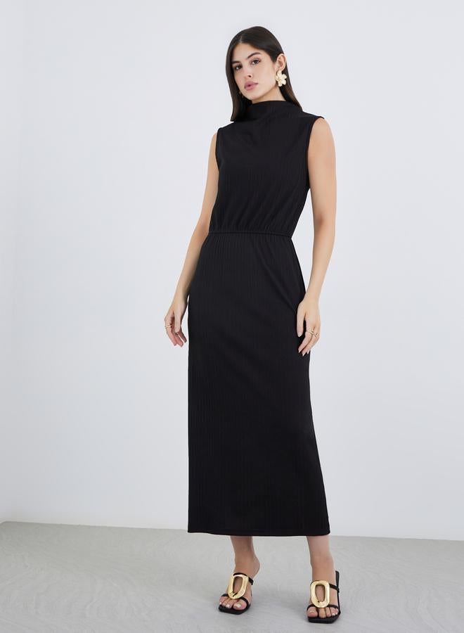 Styli Black Sleeveless Sheath Maxi Dress - Image 2