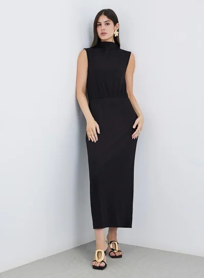 Styli Black Sleeveless Sheath Maxi Dress