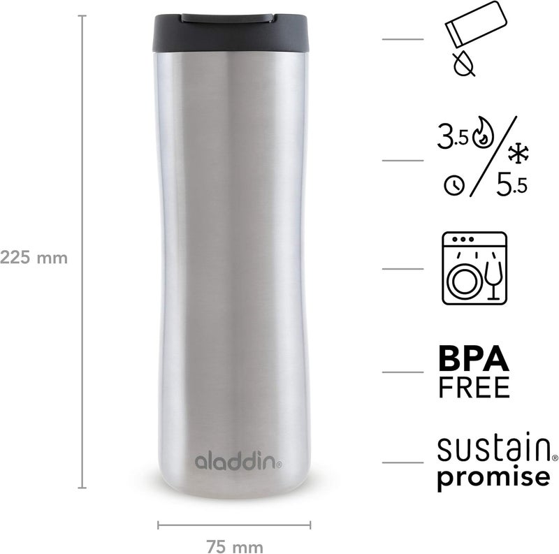 Aladdin Leak-Lock Thermavac™ Brushed Stainless Steel Mug 0.47L - Leakproof & Insulated - Image 3