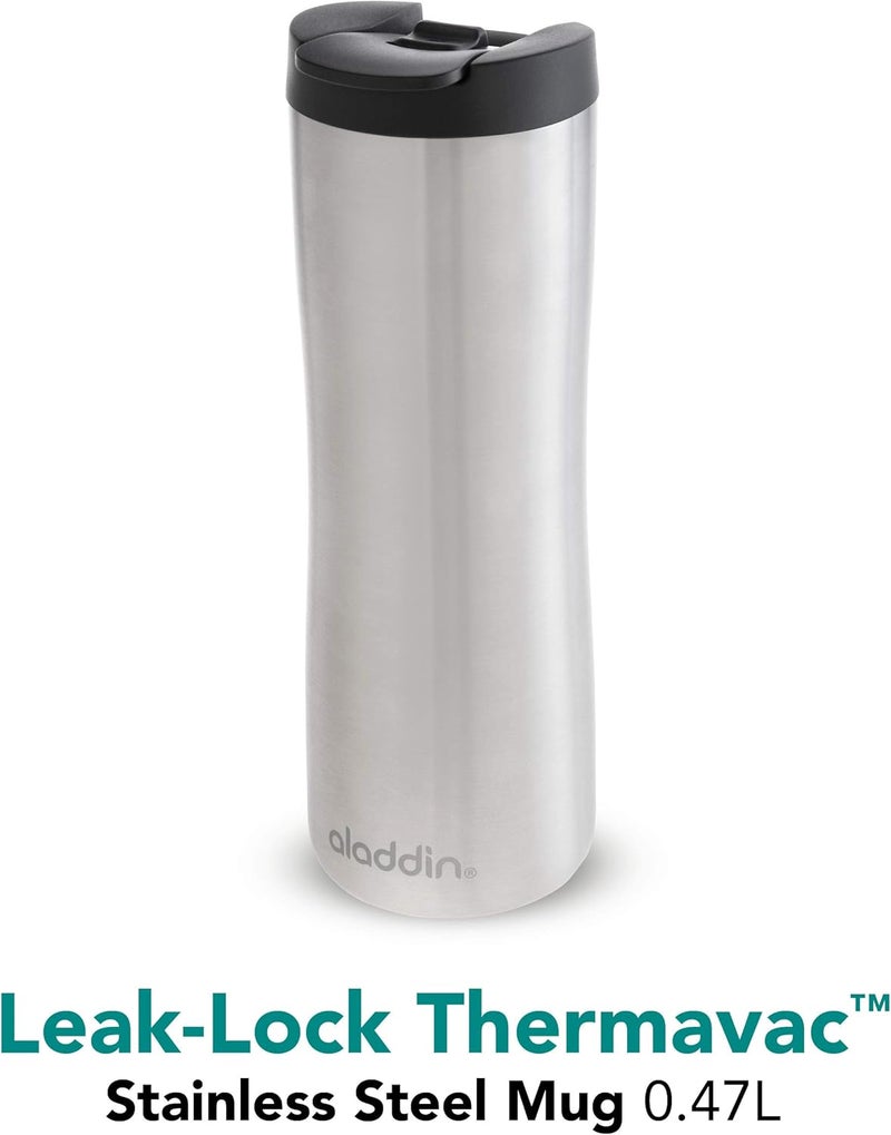 Aladdin Leak-Lock Thermavac™ Brushed Stainless Steel Mug 0.47L - Leakproof & Insulated - Image 2