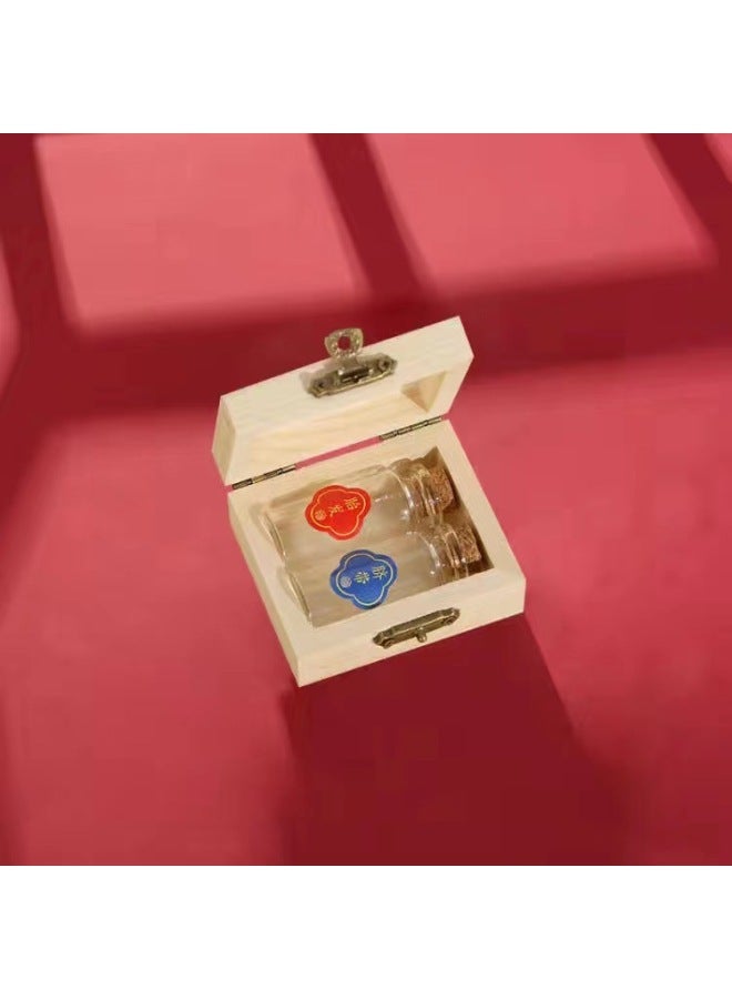 Baby's Hair Memorial Diy Solid Wood Hair Preservation Bottle Baby Teeth Cord Storage Box Infant Commemorative Collection Box-Specifications:2 Bottles Of Simple Style  - Image 1