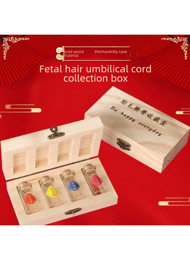 Baby's Hair Memorial Diy Solid Wood Hair Preservation Bottle Baby Teeth Cord Storage Box Infant Commemorative Collection Box-Specifications:2 Bottles Of Simple Style  - Image 2