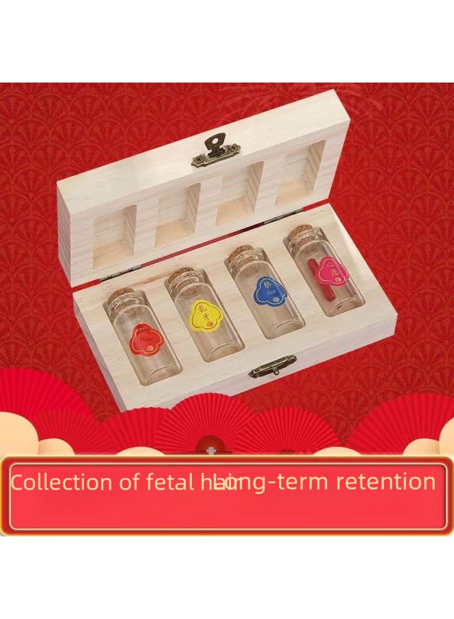Baby's Hair Memorial Diy Solid Wood Hair Preservation Bottle Baby Teeth Cord Storage Box Infant Commemorative Collection Box-Specifications:2 Bottles Of Simple Style  - Image 3