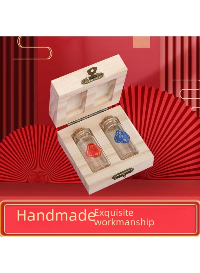 Baby's Hair Memorial Diy Solid Wood Hair Preservation Bottle Baby Teeth Cord Storage Box Infant Commemorative Collection Box-Specifications:2 Bottles Of Simple Style  - Image 5