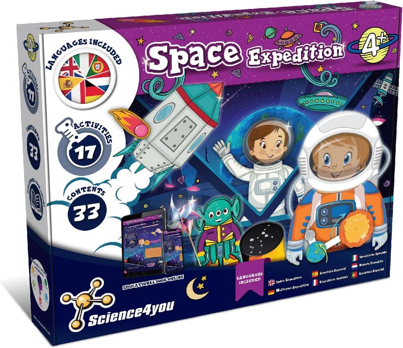Science4you - Adventure in the Space Laboratory for Children 4+ - Experiment Box, 17 Activities: Solar System Model, Planent Mobile and Rocket Toy - Astronomy Gifts, Crafts, Medium - Image 1