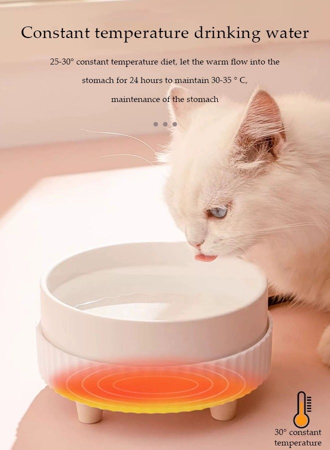 DUNISO Heated cat bowl, outdoor heated pet bowl with cat ceramic bowl, heated water and food bowl, hot pet bowl providing drinking water and hot food in winter, size M - Image 3