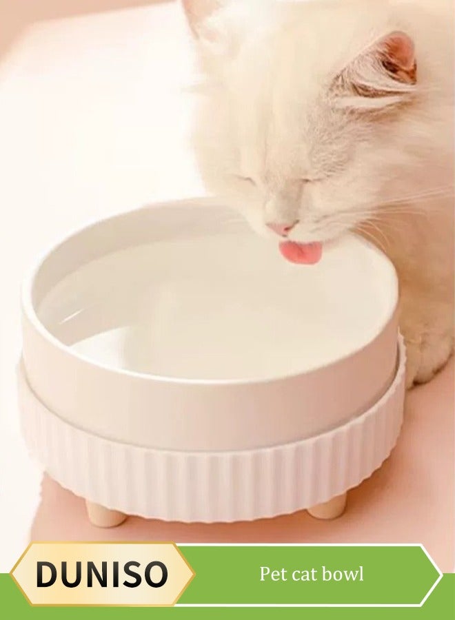 DUNISO Heated cat bowl, outdoor heated pet bowl with cat ceramic bowl, heated water and food bowl, hot pet bowl providing drinking water and hot food in winter, size M - Image 1