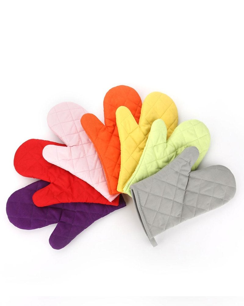 Oven Mitts, Premium Heat Resistant Kitchen Gloves Cotton & Polyester Quilted Oversized Mittens, 1 Pair Pink - Image 3
