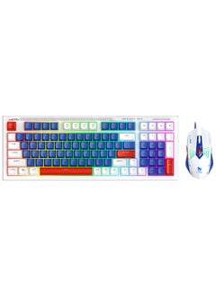 T-WOLF Gaming Keyboard and Mouse Combo, 98-Key Compact RGB Mechanical Feel Keyboard with Type-C Wired & Silent Design, 3600 DPI 6-Button LED Gaming Mouse, 4-Color Backlight  for PC/Windows - Blue White  - Image 2