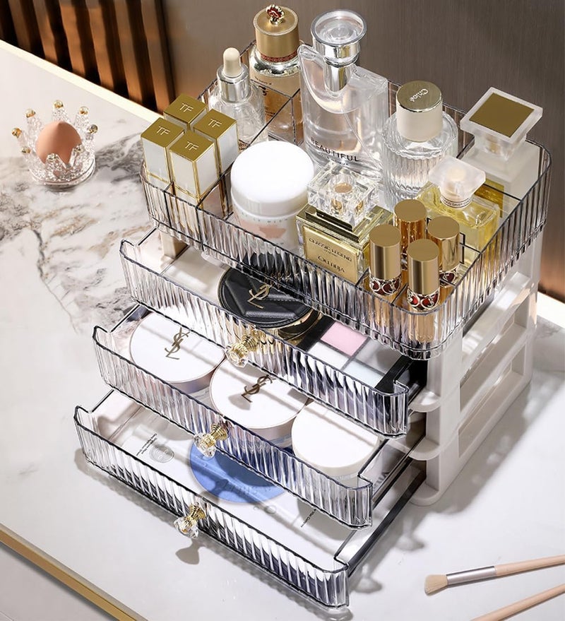 TERRIFI Makeup Organizer with 3 Large Drawers, Vanity Storage Organizer for Cosmetics & Beauty Tools, Countertop Cosmetic Storage Box for Bathroom, Bedroom, Desk - Holds Lipstick, Brushes - Image 3
