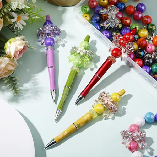 FineCheer 248 Pcs Butterfly Focal Beads for Pens Acrylic 3D Focal Beads Bulk Acrylic Loose Bow Rhinestone for Beadable Pen Keychain Making Jewelry Bracelet Necklace DIY Charms Crafts(Colorful) - Image 5