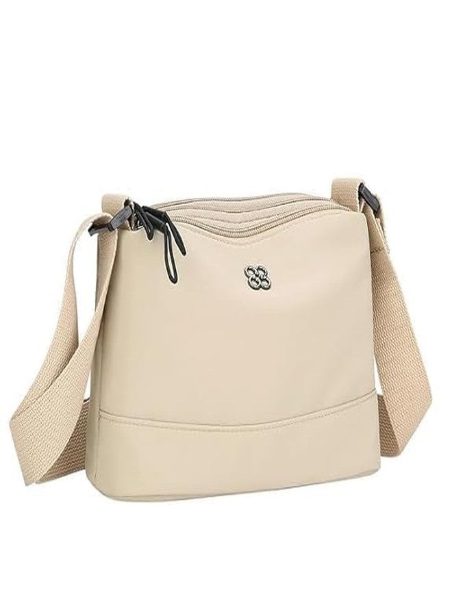 Funspark Women’s Lightweight Nylon Crossbody Bag - Multi-Pocket Waterproof Shoulder Purse with Adjustable Wide Strap - Casual Messenger Handbag for Travel, Work & (Cream) - Image 1