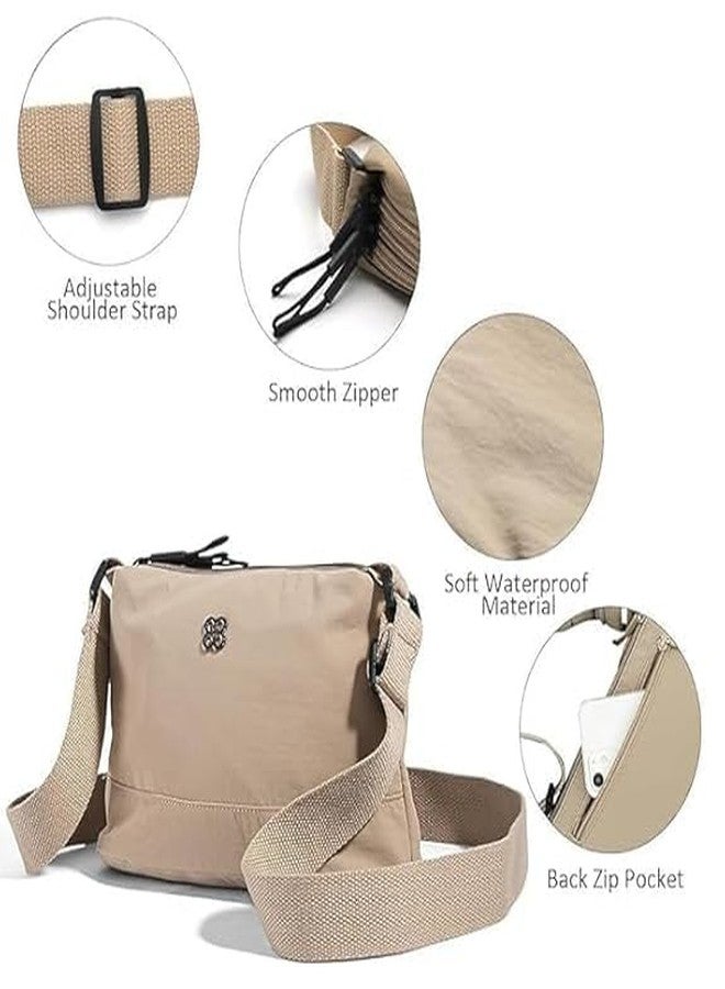 Funspark Women’s Lightweight Nylon Crossbody Bag - Multi-Pocket Waterproof Shoulder Purse with Adjustable Wide Strap - Casual Messenger Handbag for Travel, Work & (Cream) - Image 4