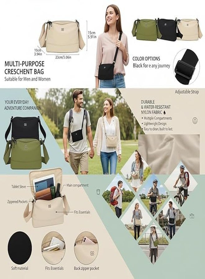 Funspark Women’s Lightweight Nylon Crossbody Bag - Multi-Pocket Waterproof Shoulder Purse with Adjustable Wide Strap - Casual Messenger Handbag for Travel, Work & (Cream) - Image 2