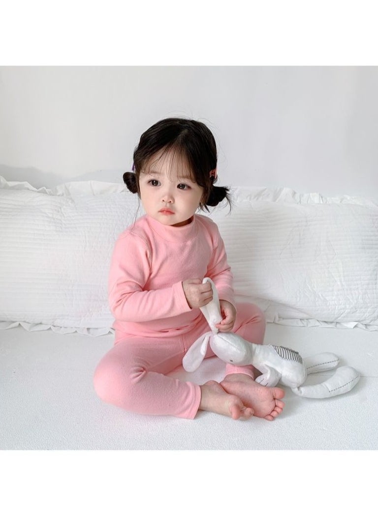 Jorunb Baby Girls Boys Thermal Underwear Set Toddler Cotton Base Layer Soft Warm Jammies Pink  - Image 4