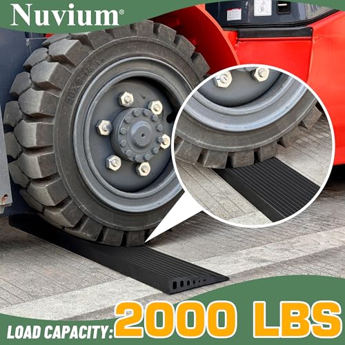 Nuvium 0.6" Rise Threshold Ramps for Doorways, 2000 Lbs Load Capacity, 35.5" Wide Natural Rubber Power Wheelchair Ramp is Adjustable and Cuttable for Doorways, Curb, Sweeper, Power Scooters, Bathroom - Image 5