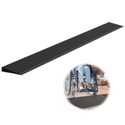 Nuvium 0.6" Rise Threshold Ramps for Doorways, 2000 Lbs Load Capacity, 35.5" Wide Natural Rubber Power Wheelchair Ramp is Adjustable and Cuttable for Doorways, Curb, Sweeper, Power Scooters, Bathroom - Image 1