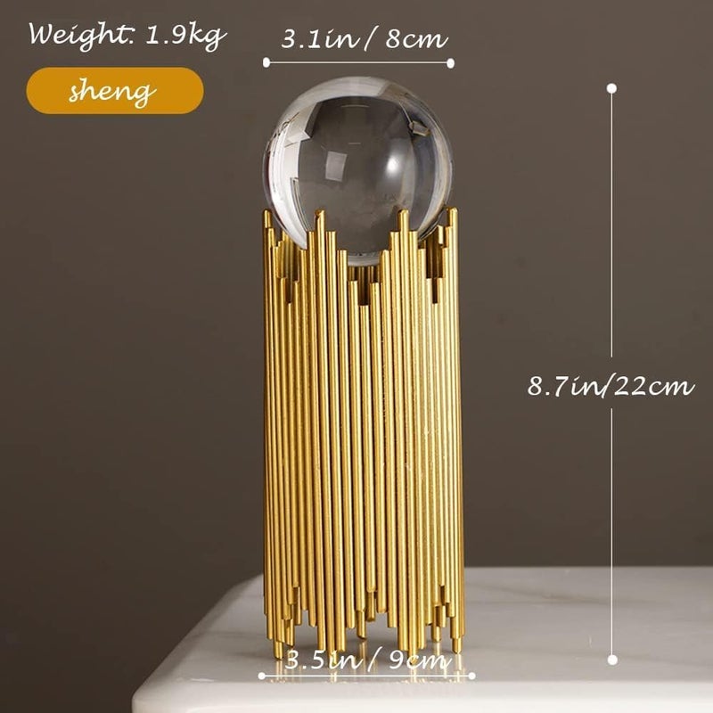 proxin Modern Abstract Art Crystal Ball with Gold Iron Stand Decorative Ornaments for Living Room Bedroom Tv Cabinet Crafts Gifts Office Home Decor - Image 2
