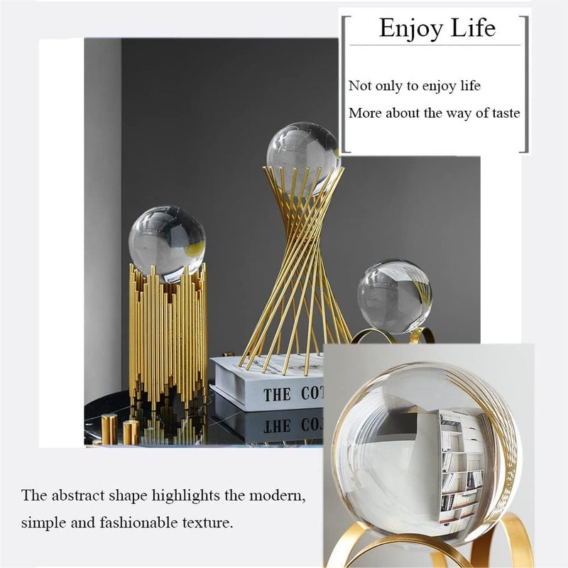 proxin Modern Abstract Art Crystal Ball with Gold Iron Stand Decorative Ornaments for Living Room Bedroom Tv Cabinet Crafts Gifts Office Home Decor - Image 3