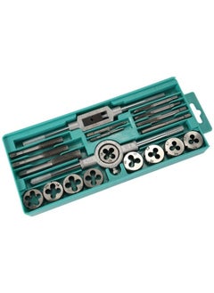 NIBEMINENT 20-Piece Steel Alloy Tap And Die Set With Adjustable Wrench Silver/Green  - Image 5