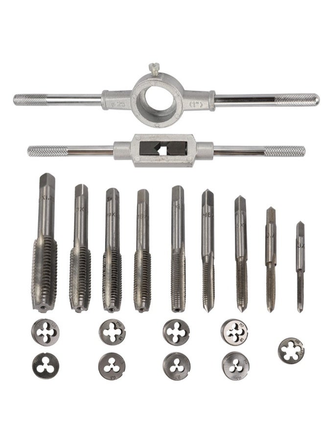 نيبمينينت 20-Piece Steel Alloy Tap And Die Set With Adjustable Wrench Silver/Green  - Image 2